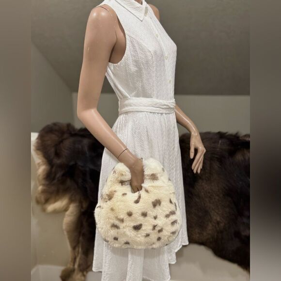 Multi Use Style Handmade Real Rex Rabbit Fur Purse/Shoulder Bag/Crossbody - Picture 2 of 16